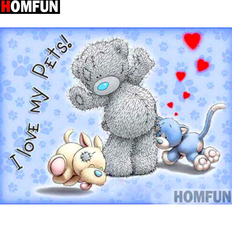 Алмазная живопись HOMFUN мультяшный медведь вышивка крестиком из