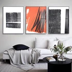 Абстрактная картина черного, белого, оранжевого брызг на холсте, постеры с принтом, уникальные художественные картины на стену для гостиной, спальни, коридора, студии