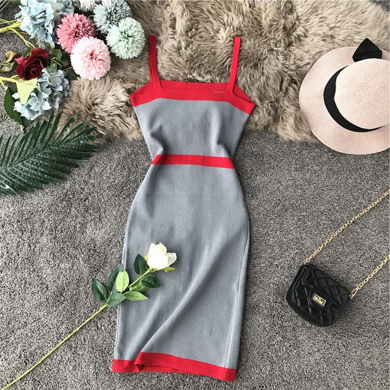 ALPHALMODA облегающее трикотажное платье на бретелях в цветную полоску, однобортное, на пуговицах, женские вечерние, сексуальные, облегающее, вязаное платье