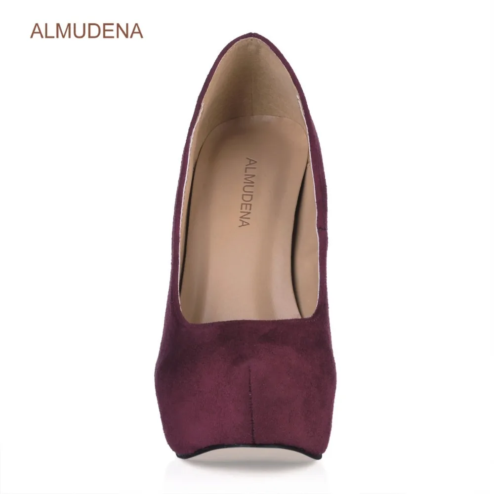 ALMUDENA/Новое поступление замшевые модельные туфли лодочки на платформе цвет