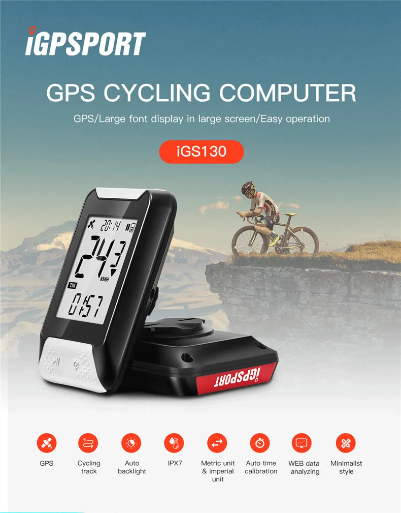 I gps порт igs20e gps велосипедный Спидометр беспроводной Велосипедный одометр велосипедный IPX6 Водонепроницаемый BLE4.0 велосипедный компьютер Поддержка крепление S60