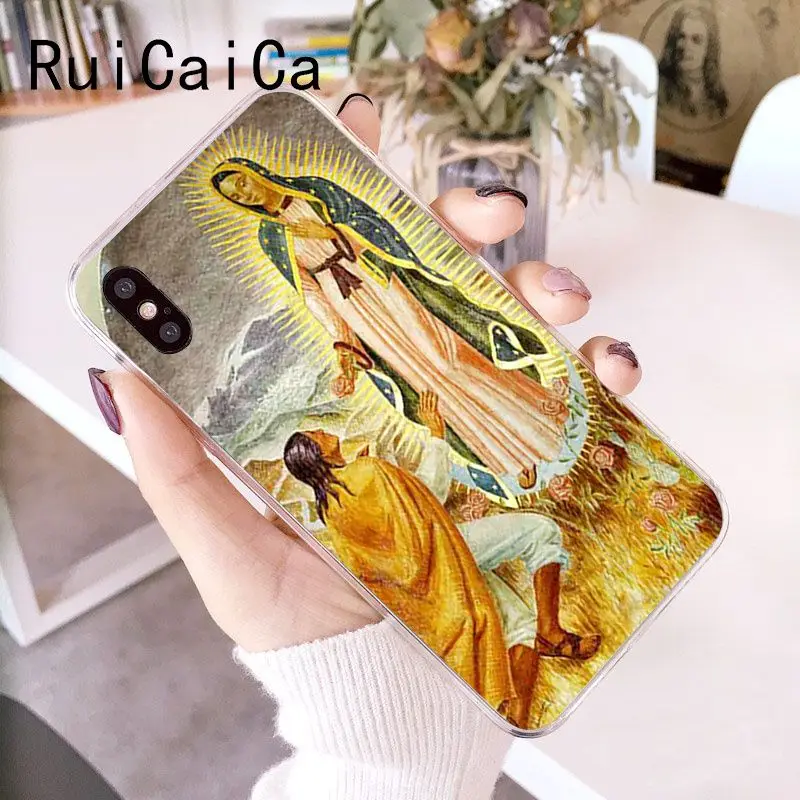 RuiCaiCa Virgin Mary Christian Рождественский Красочный милый чехол для iPhone X XS MAX 6 6s 7 7plus 8 8Plus 5 5S