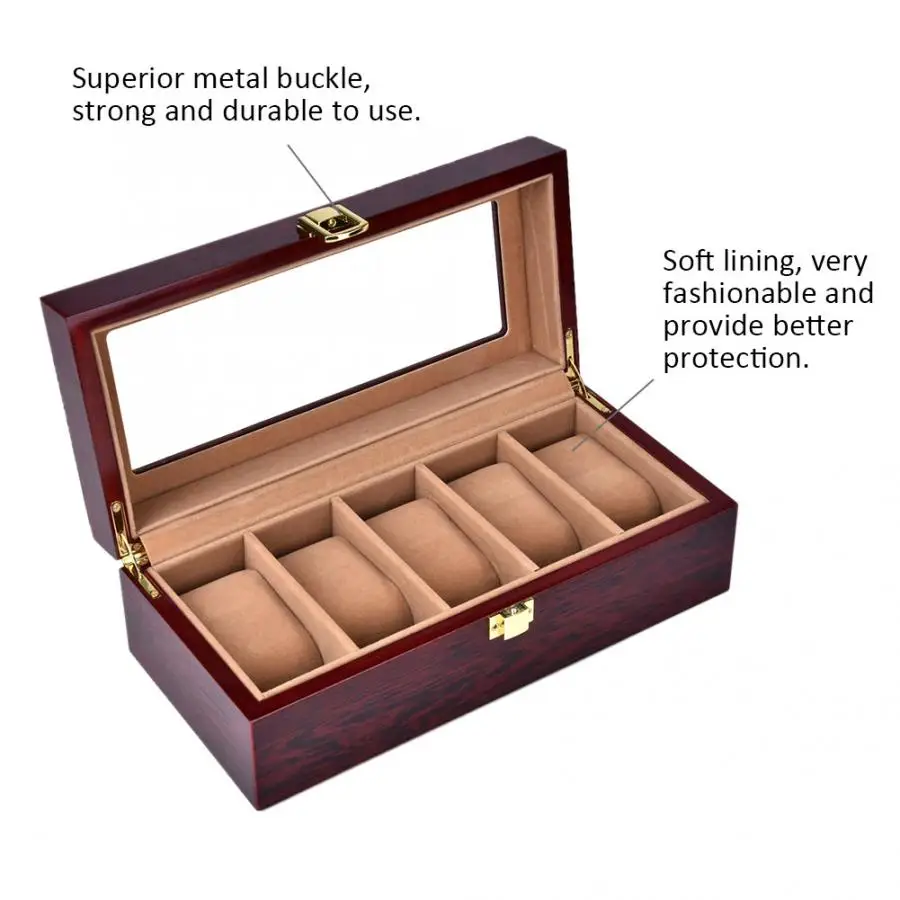 Высококачественные Чехлы для часов 5 сетки деревянные окрашенные часы футляр