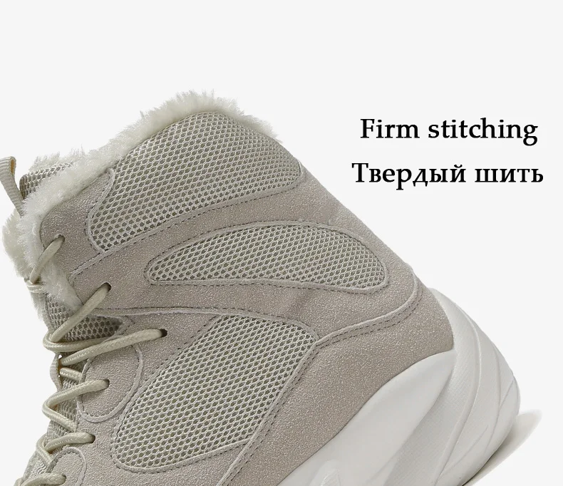 Winter Men Snow Boots Warm Fur Man Ankle Boots Lace-Up High Quality Thick Plush Winter Boots Plush Autumn Basic Work Shoes