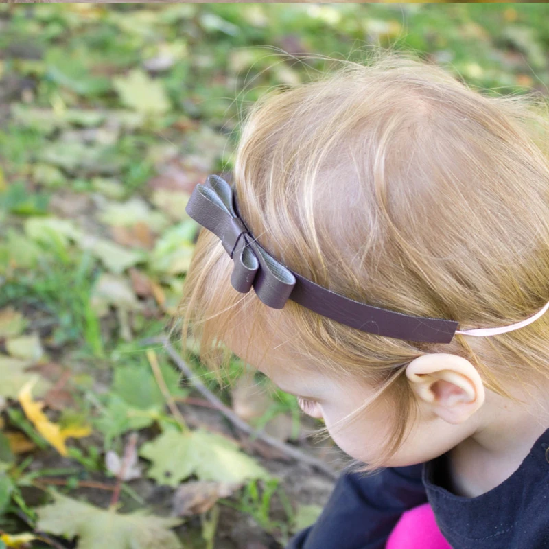 Повязка на голову с бантом женская тюрбан из экокожи Эластичный Бант для детей и