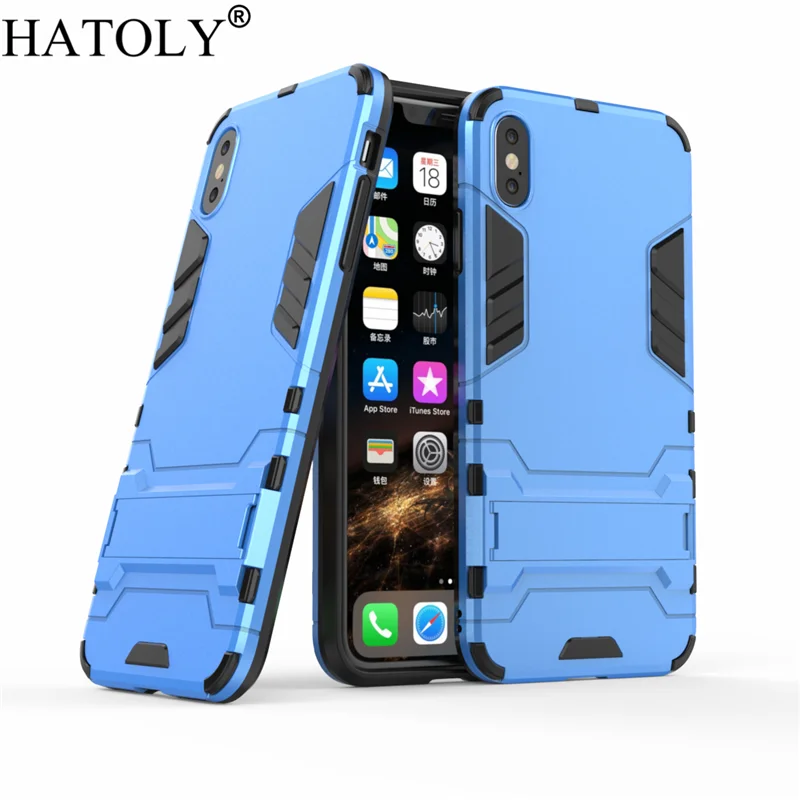Чехол HATOLY для iPhone XS Max противоударный силиконовый чехол с роботом Твердый на