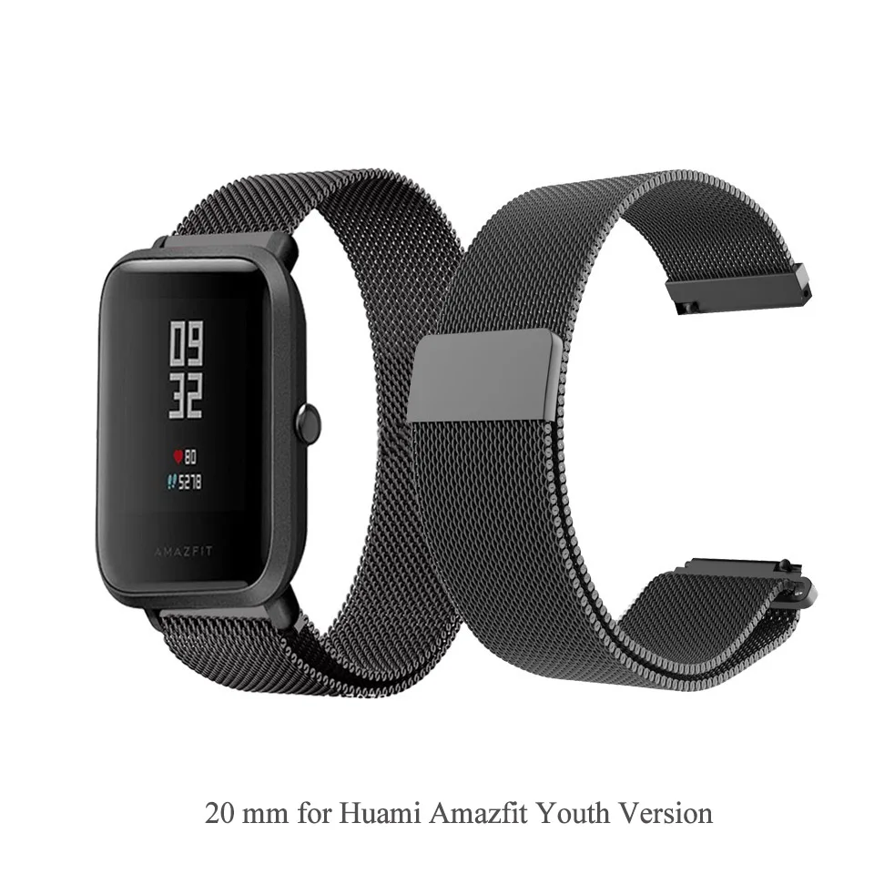 Mijobs 20 мм 22 мм металлический Миланский ремешок для Xiaomi Huami Amazfit Bip PACE gtr Молодежные часы браслет из нержавеющей стали умный Браслет