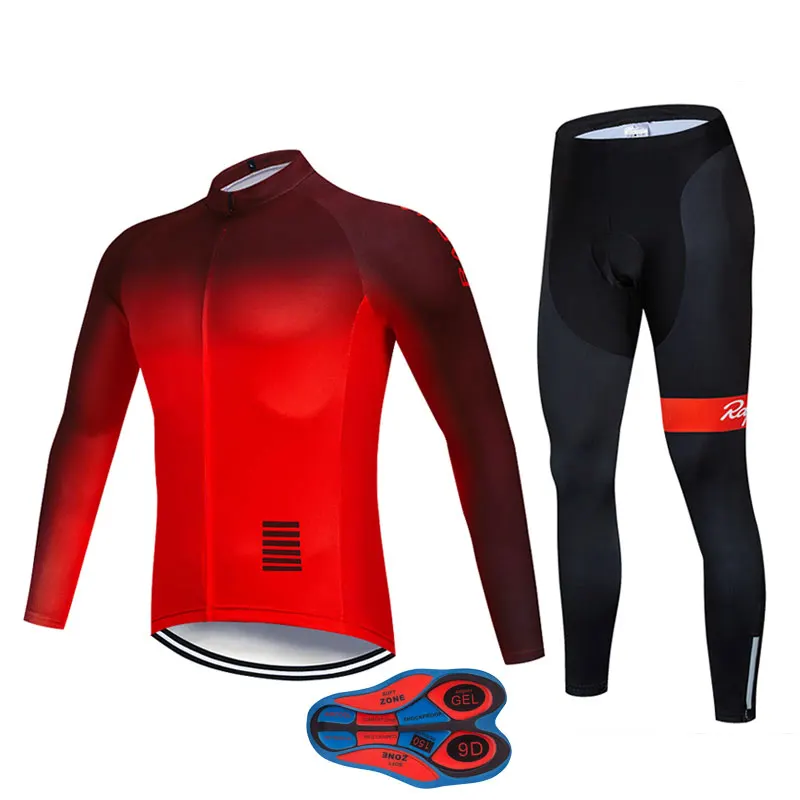 without fleece set 1 Велокофты Комплект зимний термальный флис с длинным рукавом теплый красный и черный градиент Тур де Франс Ropa Ciclismo Hombre - Цвет: without fleece set 1