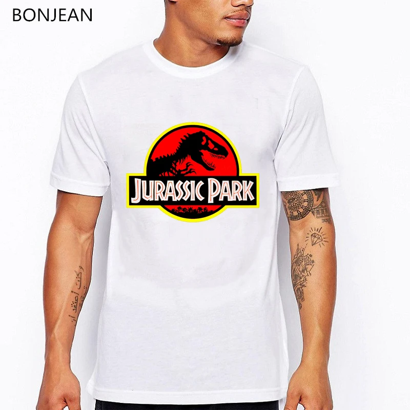 

NEW Jurassic Park letter print t shirt Men Clothing Short Sleeve Dinosaur T-shirt homme casual hipster tee tumblr tshirt