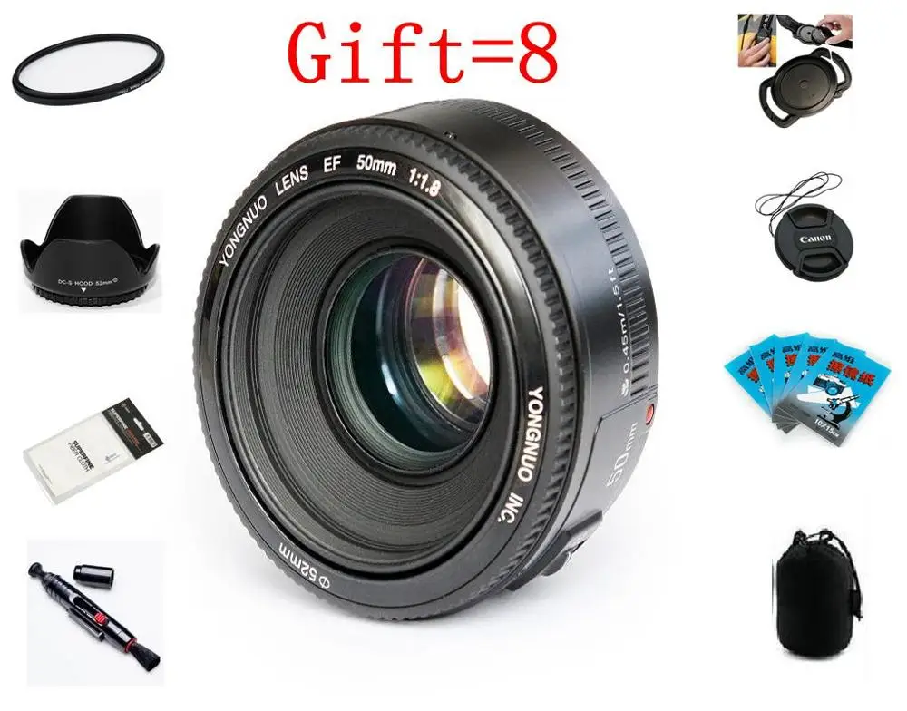 YONGNUO объектив YN50mm f1.8 YN EF 50 мм f/1 8 AF YN50 диафрагма Автофокус для Canon EOS 60D 70D 5D2 5D3 600d DSLR