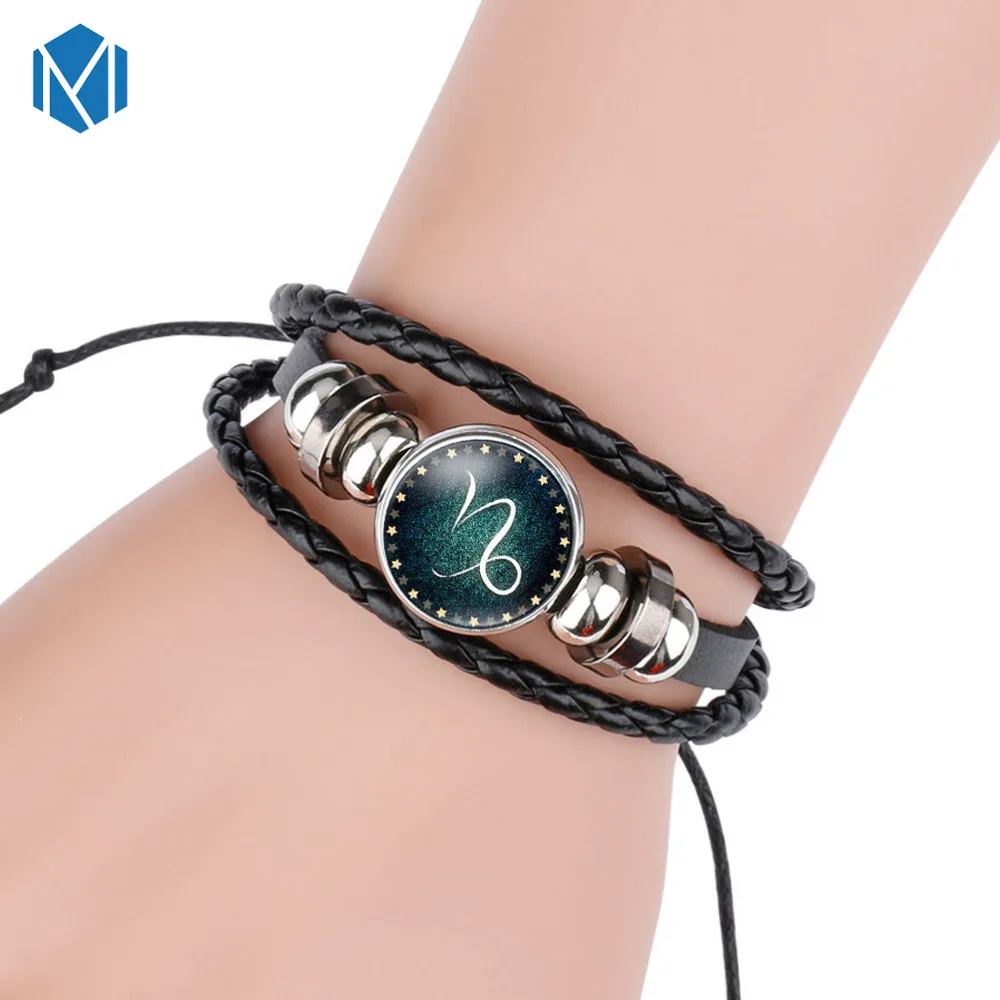 M MISM унисекс 12 светящийся браслет с созвездием мужской модный винтажный кожаный