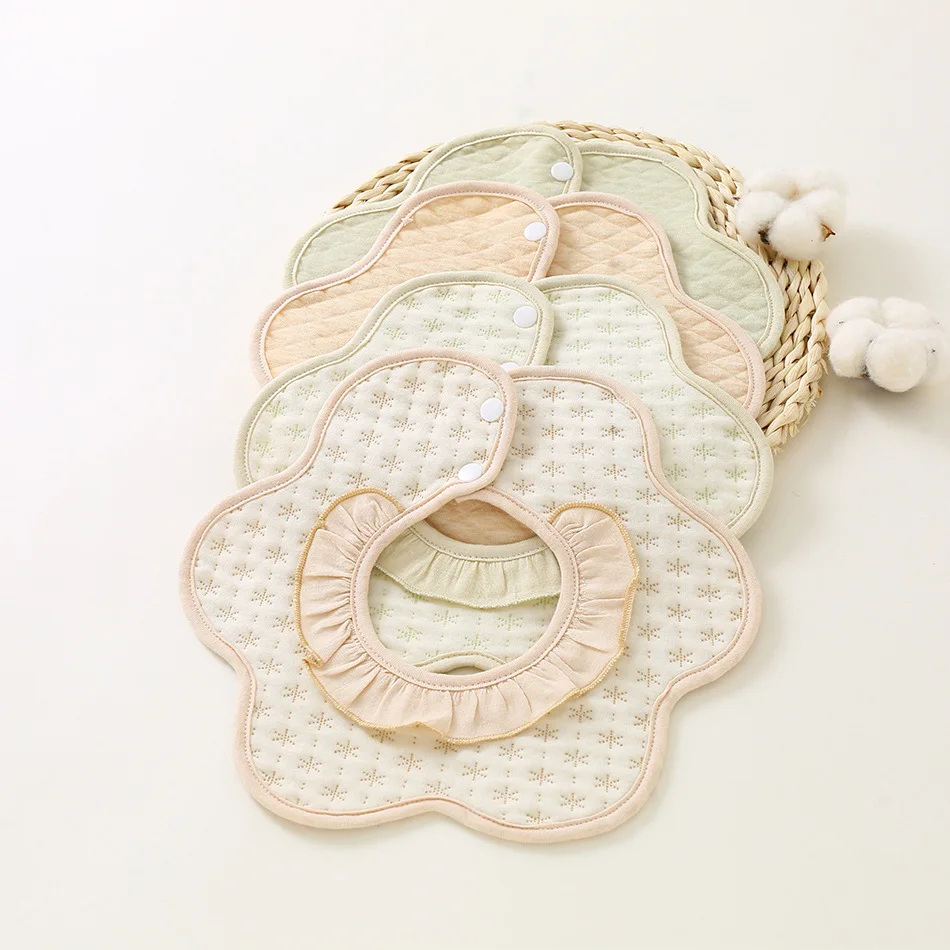 Детские нагрудники хлопка мягкие лепестки Твердые Кнопка печати отрыжка Toddle