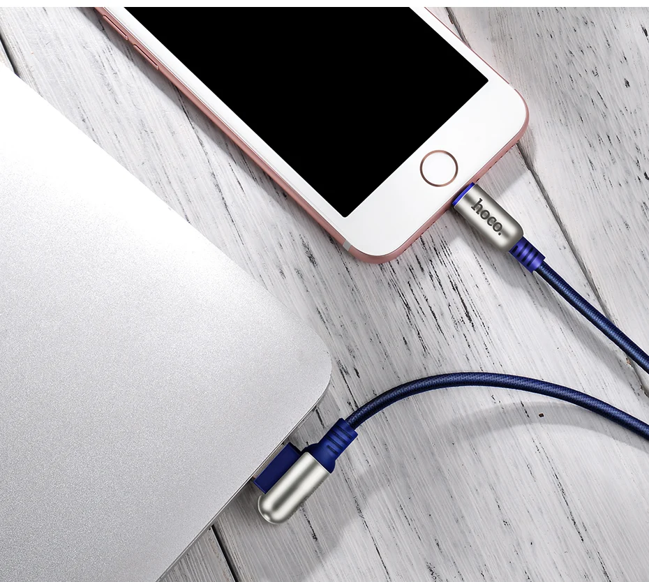 HOCO 90 градусов USB кабель для iPhone XR XS MAX 6s 7 8 Быстрая зарядка кабель синхронизации данных 2.4A USB зарядное устройство провода L Тип зарядки Кабели