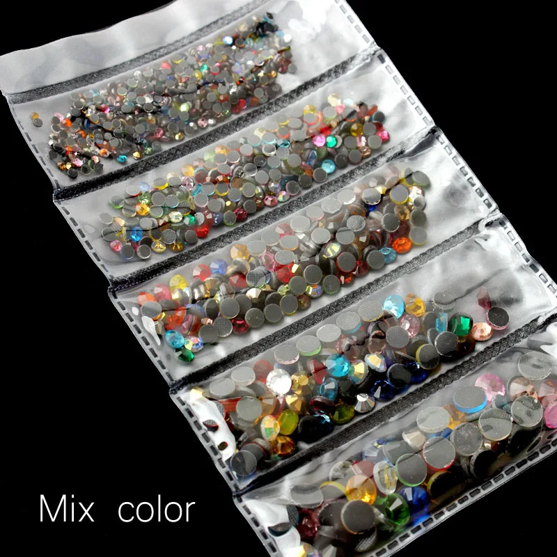 Mix color Новая распродажа, разноцветные стразы для горячей фиксации 1200 шт, хрустальные декоративные камни для одежды, орнамент - Цвет: Mix color
