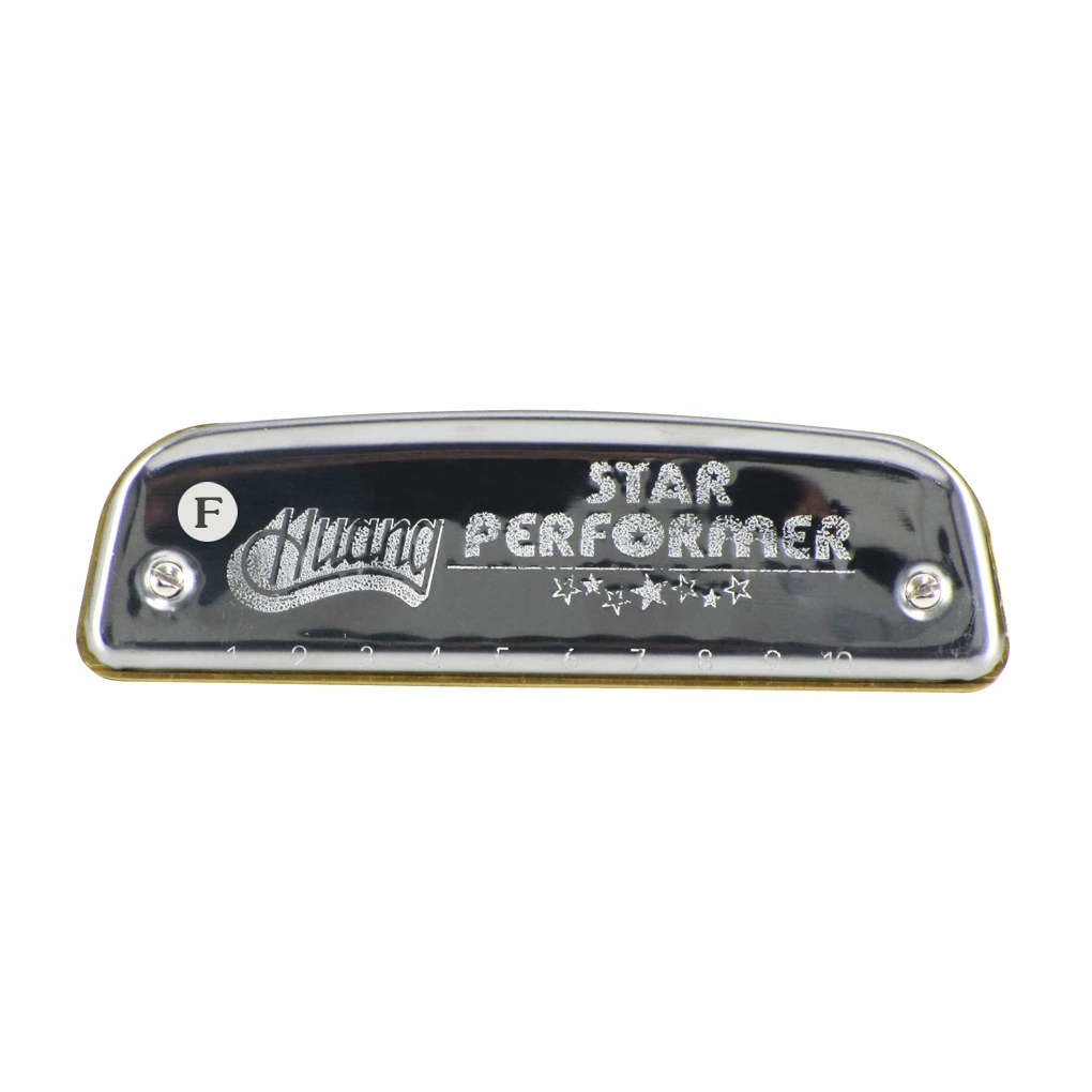 Huang Silver 10 Holes Harmonica Diatonic Blues Key of F Harp Mouth Organ with Case | Спорт и развлечения