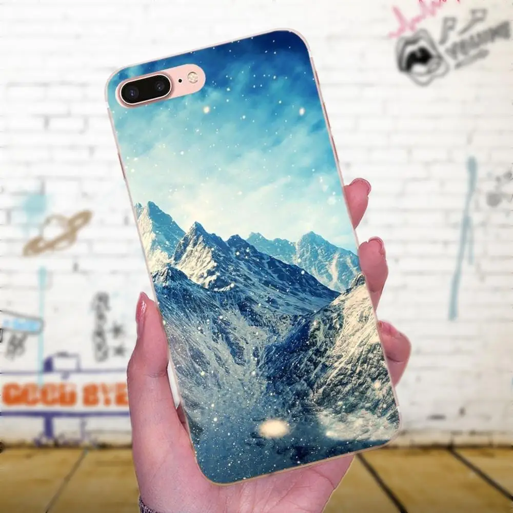 Diy рисунок ТПУ Зимний снег горный сцена для Galaxy A3 A5 A7 On5 On7 2015 2016 2017 Grand Alpha G850 Core2 Prime S2