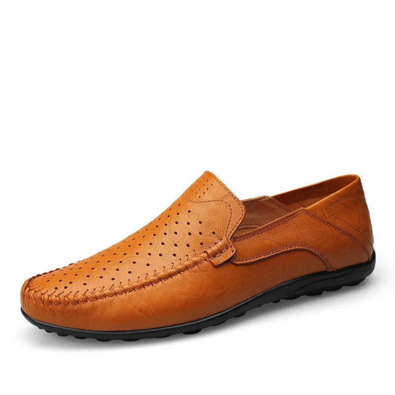 LAISUMK Big Size Handmade Genuine Leather Men Loafers Soft Driving Moccasins Brand Casual Shoes Slip On Flats | Обувь