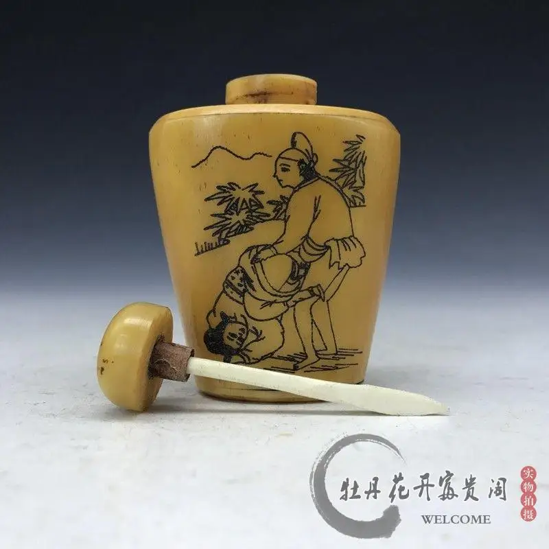 Античная эротическая табак бутылка коллекция костная резьба|bone carving|bone collectionbone