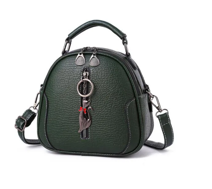 High Quality solid PU Leather Women Bag Ladies Crossbody Messenger Shoulder Bags Vintage Handbags kitten ornaments FC-98