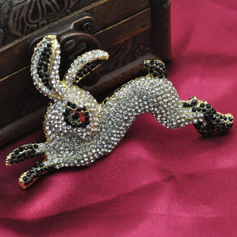 Exquisite Full Crystal Rabbit Large Brooch Pins Women Wedding Party Garment Sweater Accessories Brooches Brand Jewelry XZ351 | Украшения и