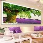 QIANZEHUI, алмазная 5D Вышивка своими руками, Круглый Алмазный пейзаж Лаванда полная Стразы алмазная живопись Вышивка крестиком, рукоделие