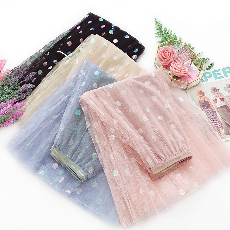 Цветная плиссированная юбка в горошек для женщин лето 2019 высокая талия милые