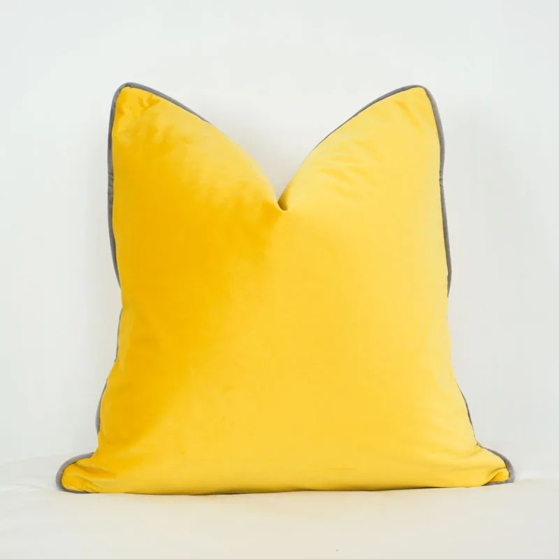 Bright Yellow Разноцветная серая бархатная Наволочка на подушку, розовый, синий, зеленый Чехол на подушку, Наволочка на стул, диванную подушку, без набивки - Цвет: Bright Yellow