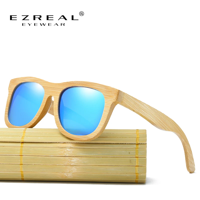 

EZREAL Wooden Sunglasses Polarized Bamboo brand sun glasses Vintage Wood Case Beach Sunglasses for Driving gafas de sol