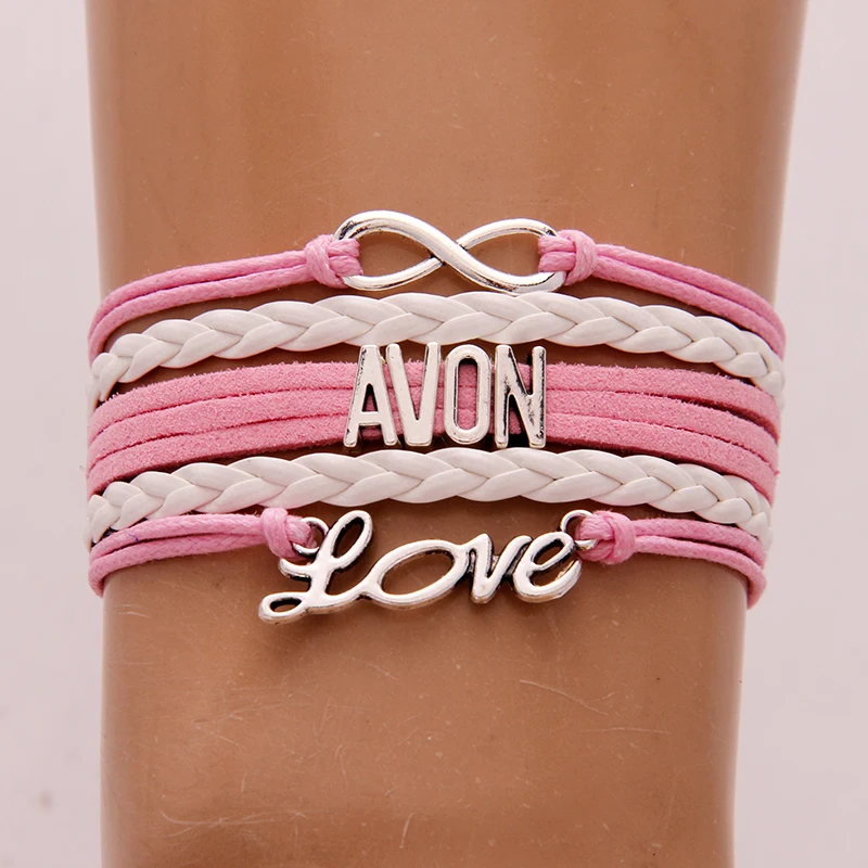 (10 шт./лот) Бесконечность любовь AVON Подвеска для браслета в форме сердца кожаный