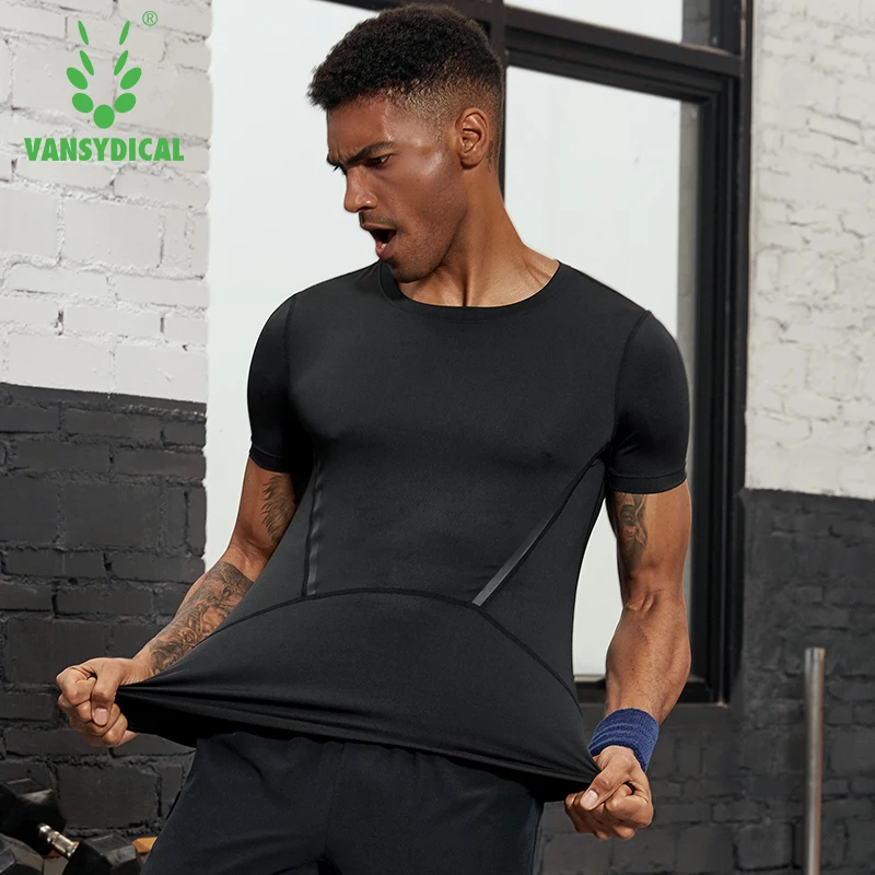 Vansydical мужские компрессионные колготки для бега спортивные топы с коротким
