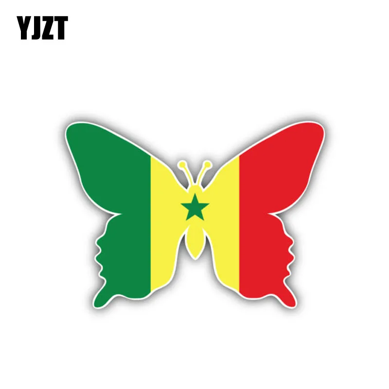 

YJZT 13.1CM*9.3CM Car Styling Senegal Flag Butterfly Window Decal Car Sticker 6-1449