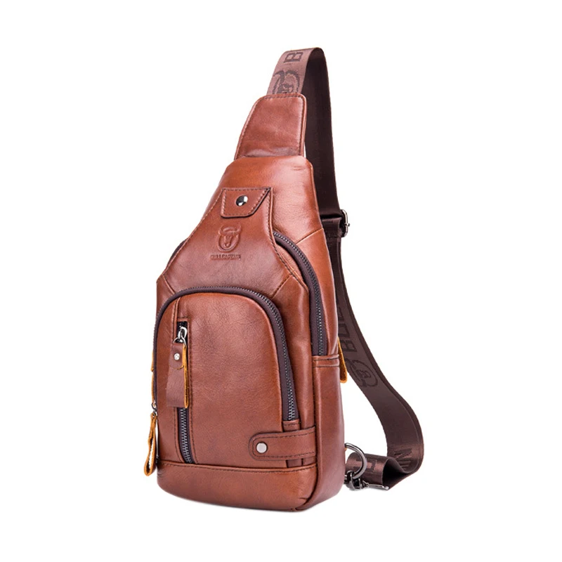 

BULLCAPTAIN Genuine Leather Crossbody Bags Men Shoulder Men Chest Bags Fashion Travel Handbags Man Messenger Bag Male