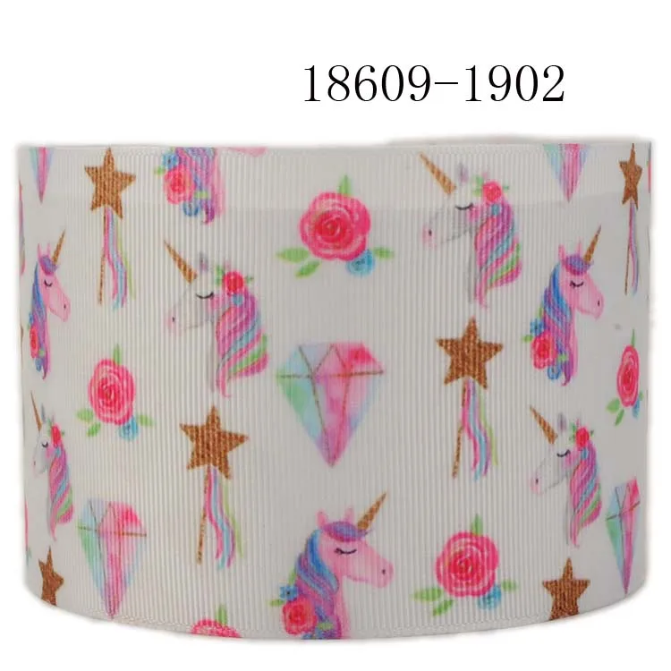 10 ярдов разные размеры лента с единорогом Розовый Единорог галстук/печатная