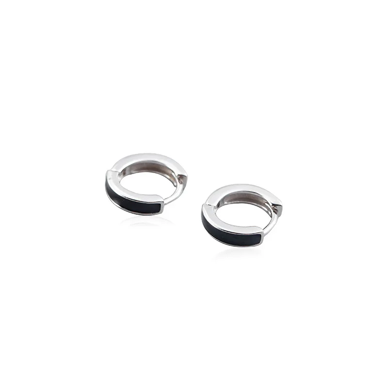

100% Authentic 925 Sterling Silver Drop Earrings Jewelry Earrings Black/white Drop Glaze Round Earrings For Women