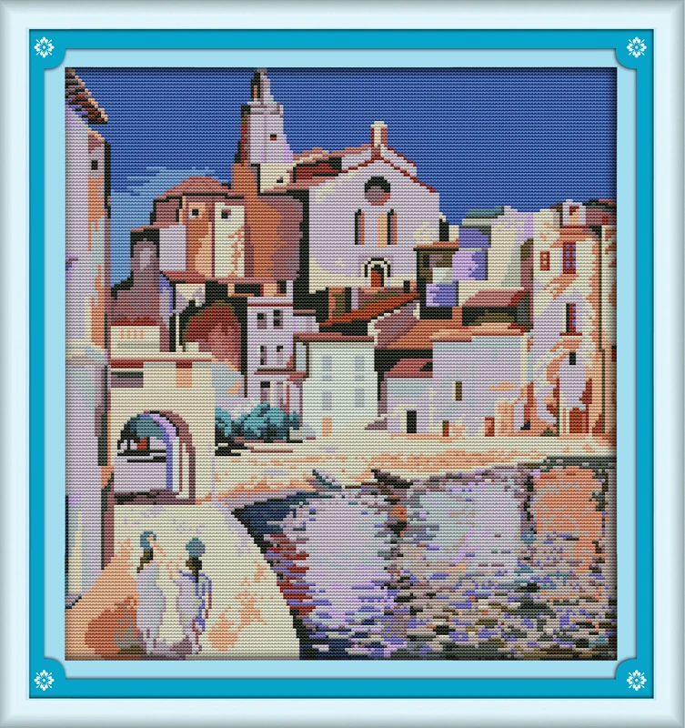 

Port of Algiers scenery home decor canvas Cross Stitch kits 14ct white 11ct print embroidery DIY handmade needlework wall