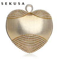 Sekusa Винтаж Вышивка клатч Diamonds Luxurious Для женщин Вечерние сумки цепи плеча Кошелек вечерняя сумочка; BS010 для вечернее платье-мешок