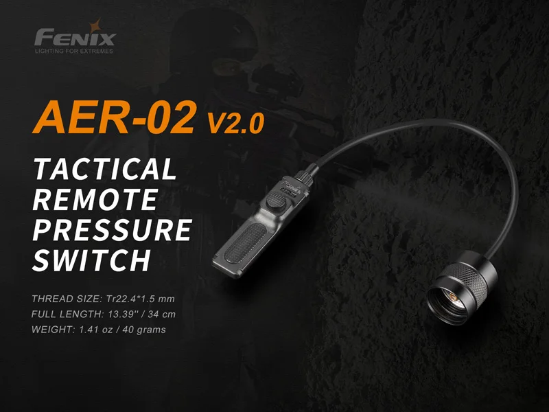 Черный Новое поступление Fenix AER-02 V2.0 дистанционный переключатель давления для тактических фонарей - Цвет: Черный