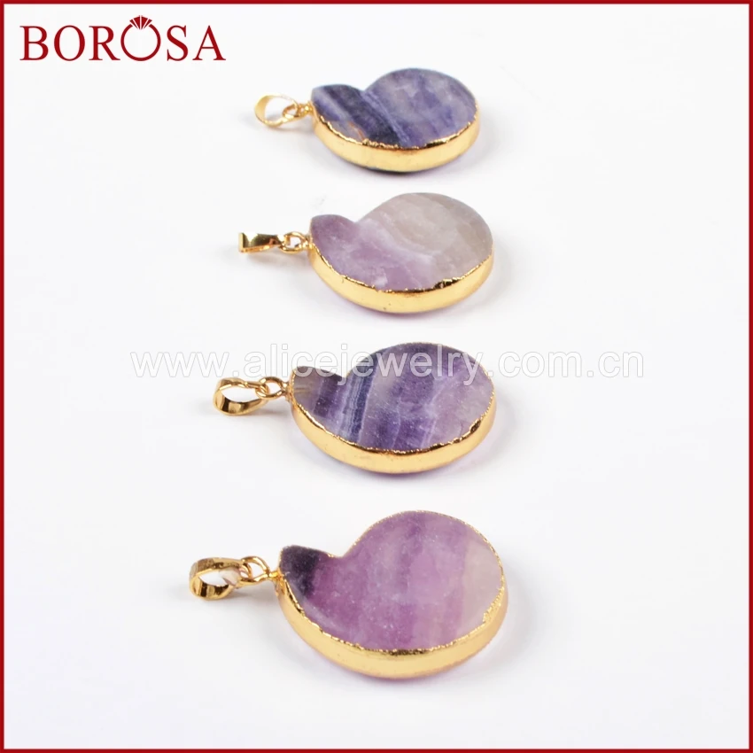 BOROSA дизайн 1 шт золотой цвет цельный аммонит натуральный мульти цветной флюорит