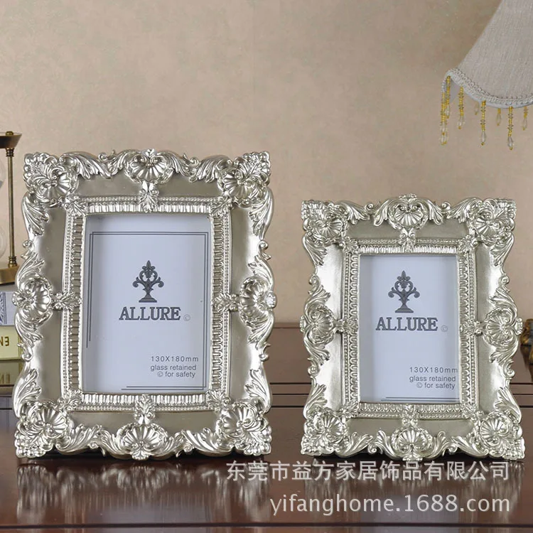 Искусственная серебряная овальная винтажная резная прямоугольная рама в стиле