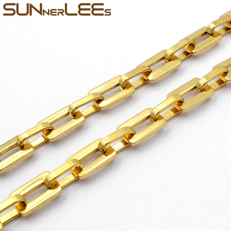 SUNNERLEES 316L ожерелье из нержавеющей стали 8 мм Геометрическая цепочка Золотая Мужская Женская Модная бижутерия подарок SC161 N