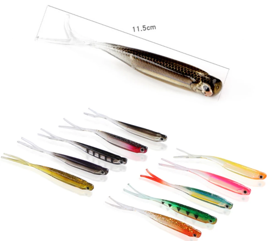 YINGTOUMAN 2 комплекта (4 шт.)/партия 11 5 см многоцветная рыболовная приманка вилка