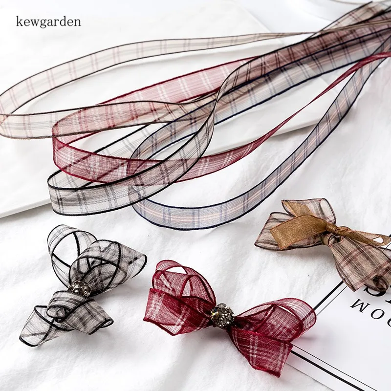 Kewgarden DIY брошь серьги аксессуары для волос клетчатая лента из органзы 10 мм ручной