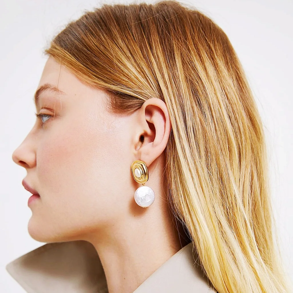 Женские серьги подвески Za Винтажные с жемчугом в этническом стиле