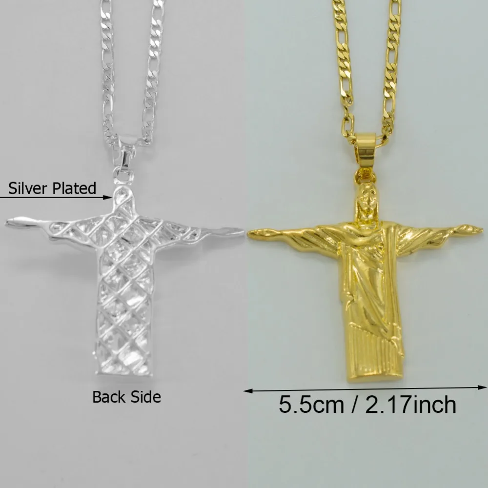Anniyo серебро/золото Цвет Cristo Redentor Rio Бразилия статуя Искупителя Христа Ювелирные изделия ожерелье с портретом фигурка Креста#041806