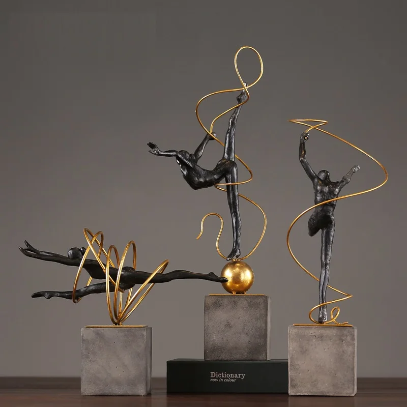 

36-58.5cm Vintage Old Wrought Iron Resin Decoration Ballet Girl Home Decoration Hotel Model Decoration Gifts R787