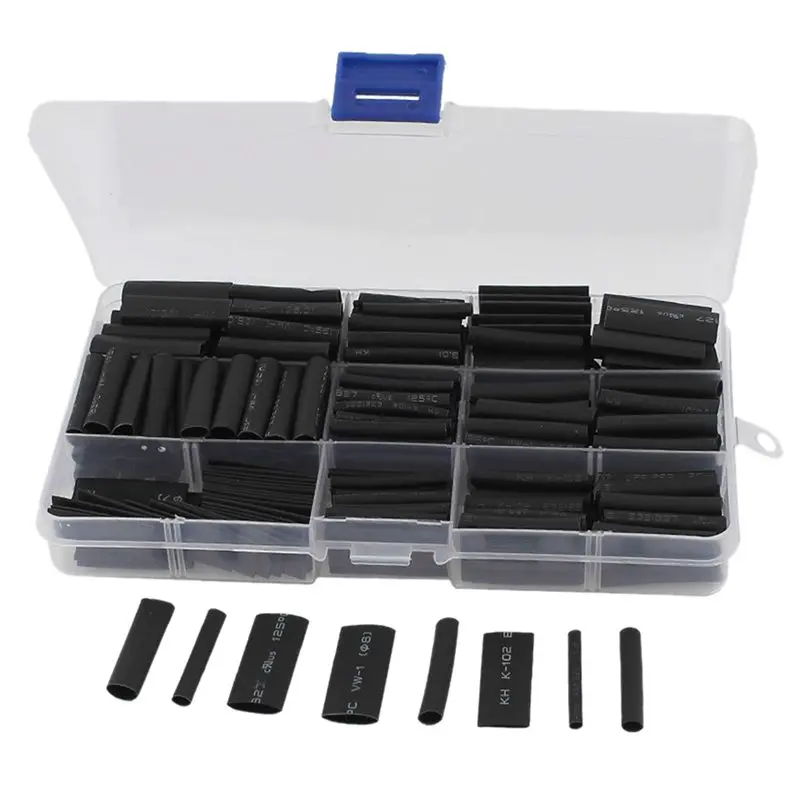 320 шт 9 Размер Черный Термоусадочная трубка Sleeving Wire Kit 2:1 Обустройство дома