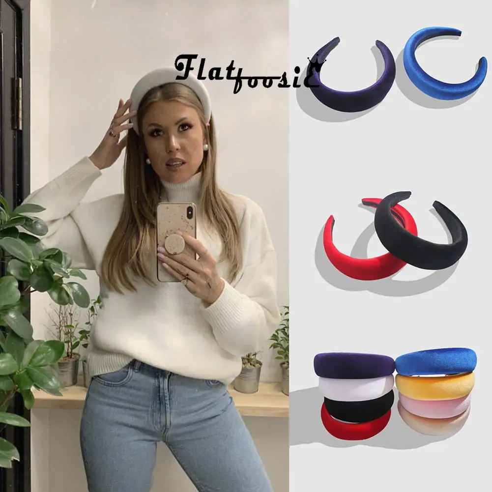 Flatfoosie толстые бархатные повязки для женщин модная полоска на голову головные уборы широкие пластиковые повязки для волос вечерние аксессуары для волос ювелирные изделия