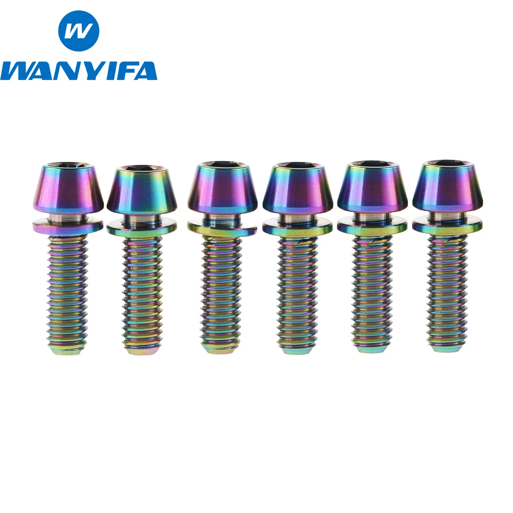 Wanyifa 6 шт. M5* 18 мм M5x18mm Ti Титан велосипедный вынос руля болт для горного велосипеда Сверхлегкий вынос руля винт с шайбой прокладка