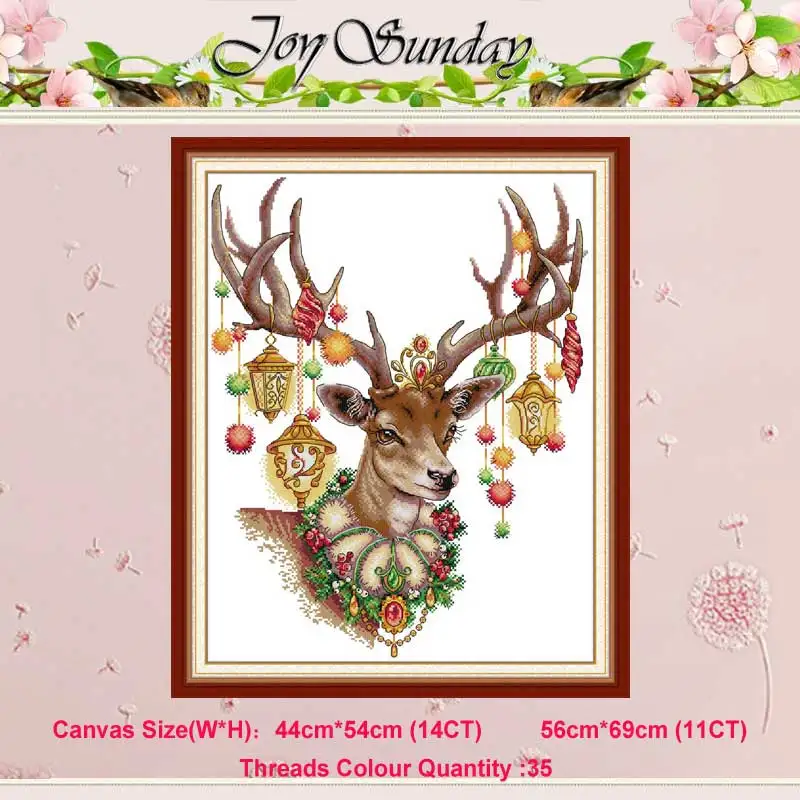 Antlers Набор для вышивания крестиком "сделай сам", DMC, китайский Набор для вышивания крестиком, 11 карат, 14 карат, Рождественские рога, животные - Цвет: Antlers