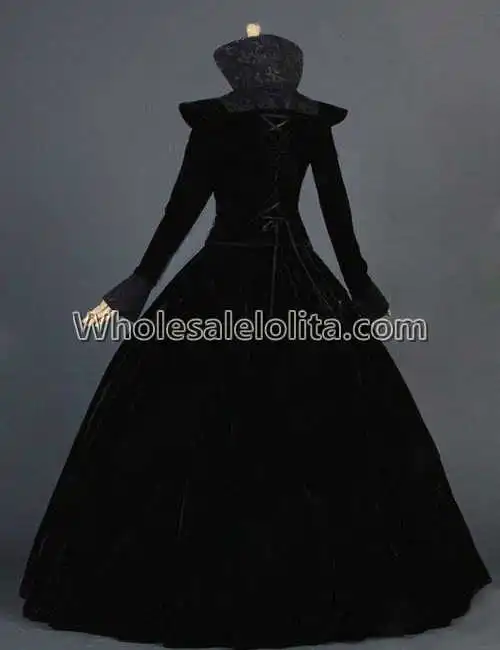 Королева возрождения Елизаветы I средневековый черный бархат Regal королевы платье